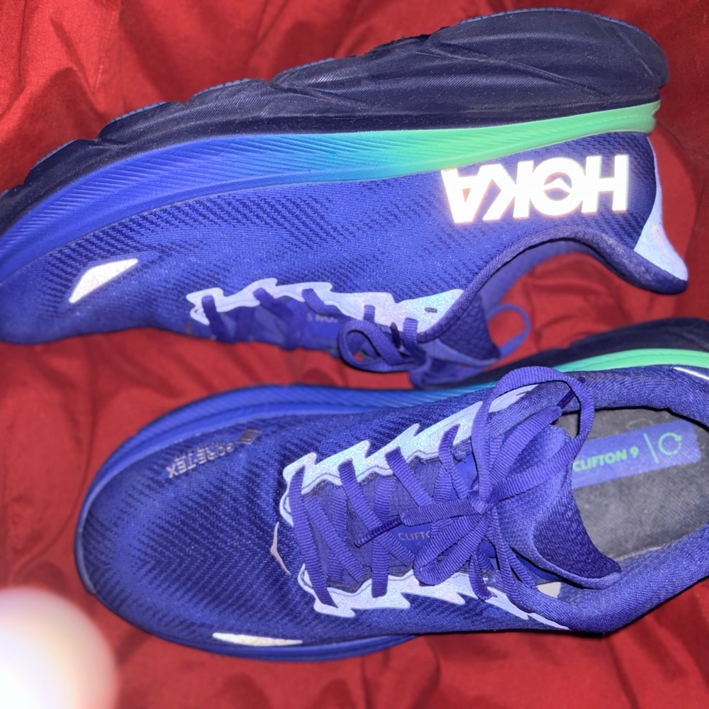 Hoka Mens Blue Gortex Athletic Shoes Clifton 9